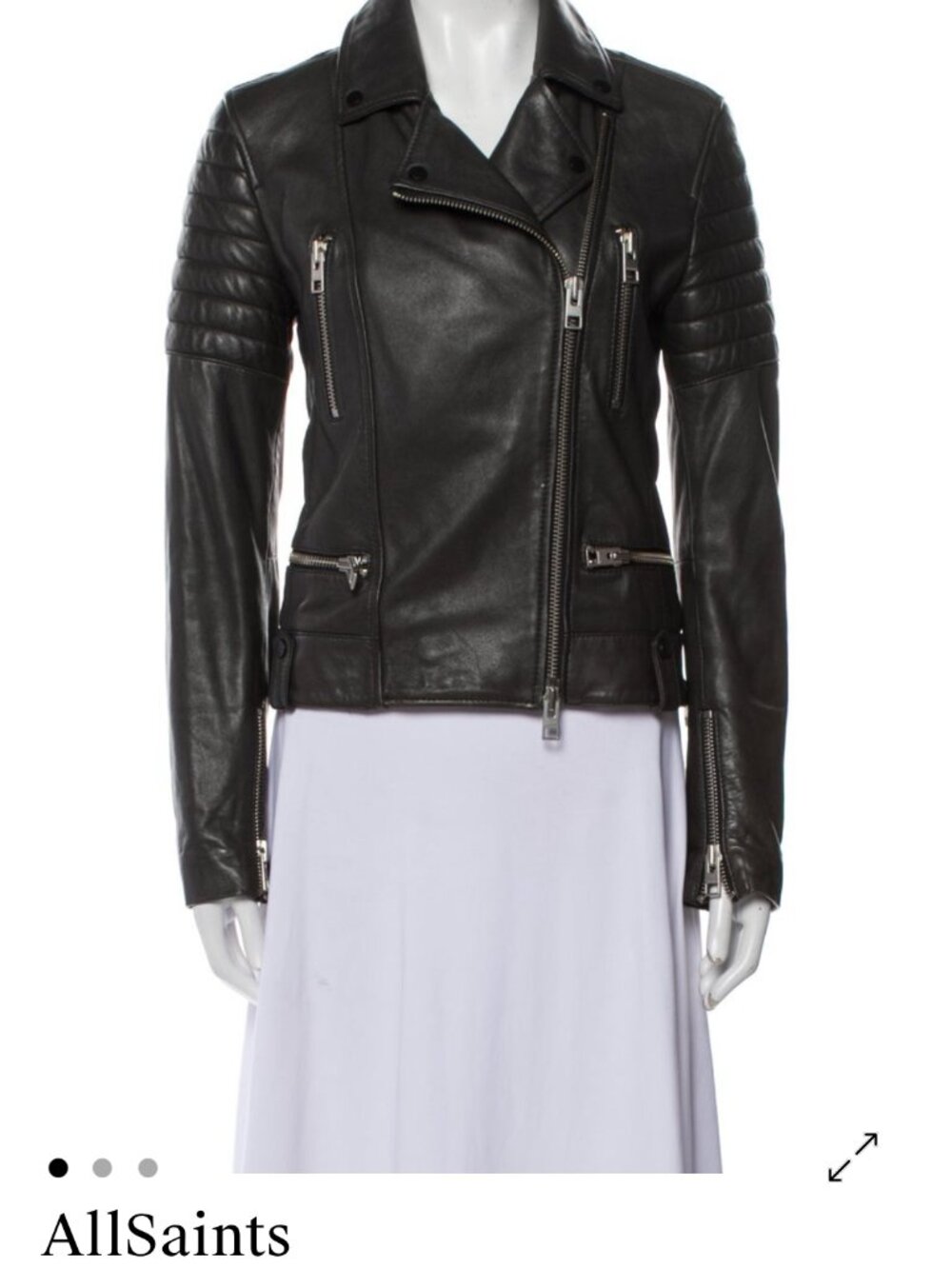 Allsaints Biker Moto Leather Jacket (US4/UK8) - Black
